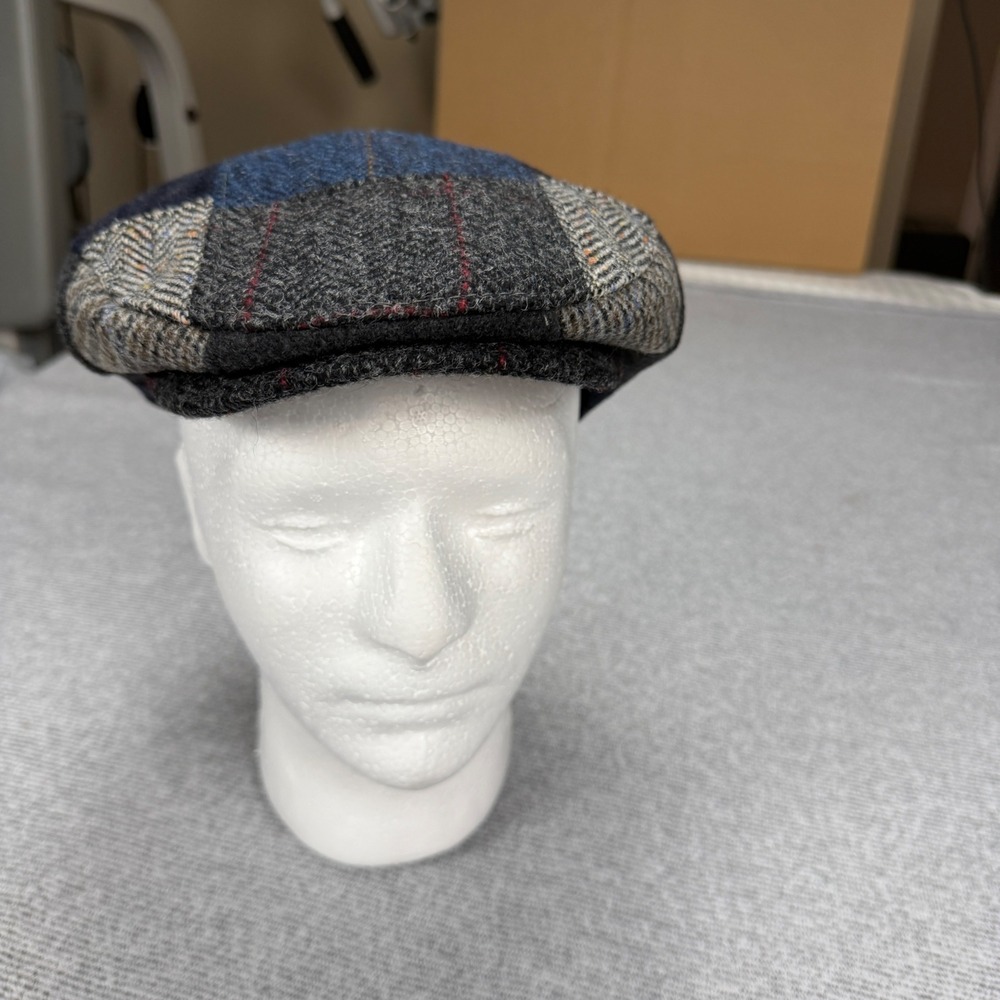 Mucros Weavers Trinity Patchwork Flat Cap Mens Large Wool Tweed Hat Ireland Blue